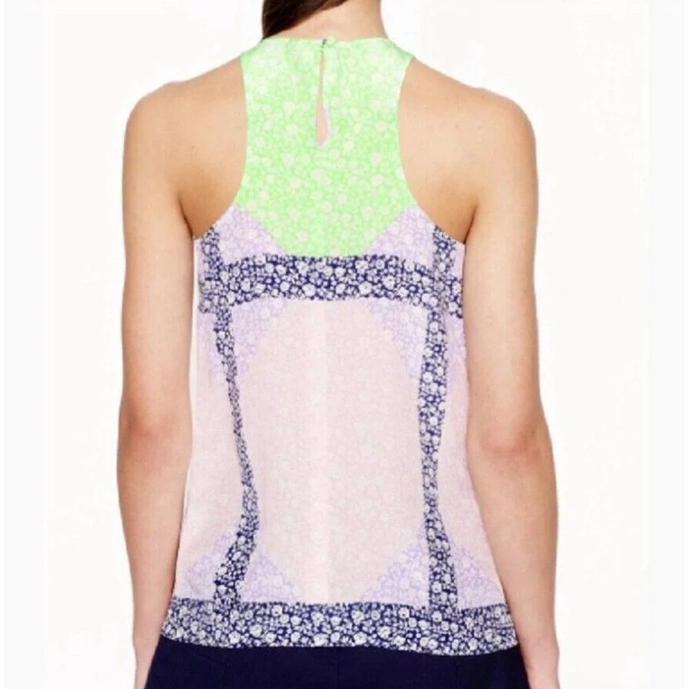 J Crew | Widowpane Silk Halter Top Womens Size 00 Purple Floral Sleeveless